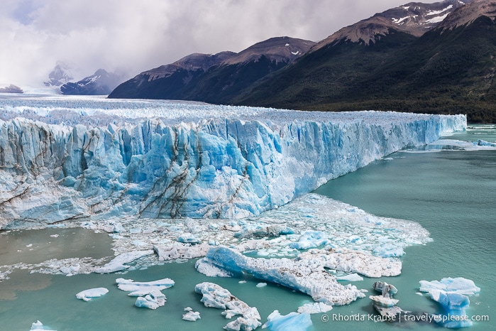 Ice floating in the water in front of Perito Moreno Glacier.