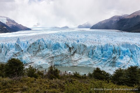 Wide view of the surface and terminus of Perito Moreno Glacier.