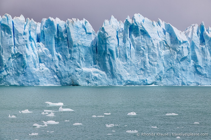 Jagged wall of ice as seen from the boat cruise.