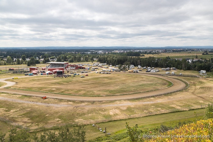 Overlooking the Sundre rodeo grounds.
