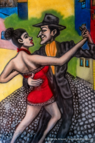 Tango dancers mural in the Caminito, La Boca.