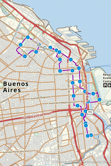 Map of our Buenos Aires bike tour.