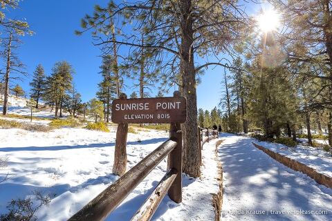Sign at Sunrise Point in Bryce Canyon National Park.