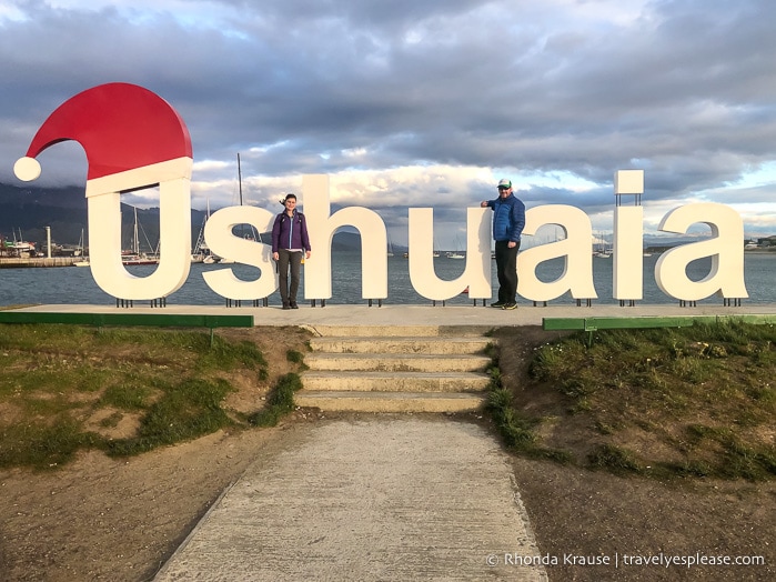 Posing with the Ushuaia sign.