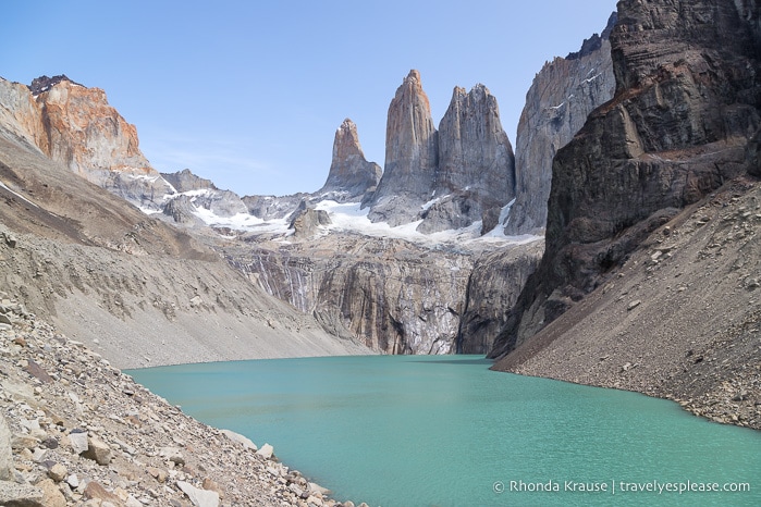 Lake at the base of the Torres del Paine in Chilean Patagonia.