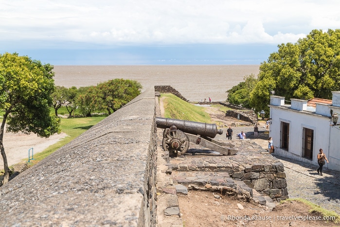 Canon at the top of the city wall in Colonia del Sacramento.