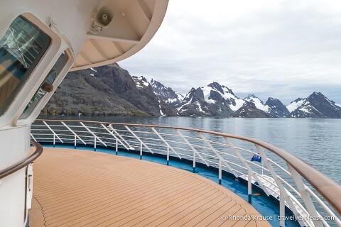 Wrap around deck of an Antarctic cruise ship.