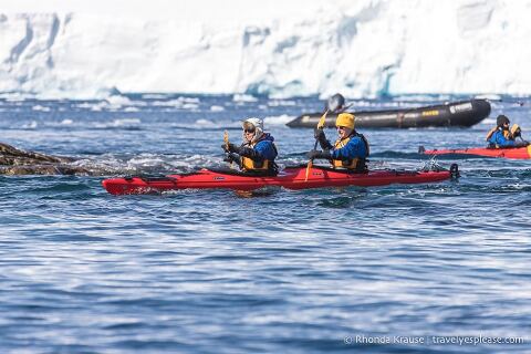 Kayaking in Antarctica. When you plan a trip to Antarctica don't forget to consider the price of optional activities.
