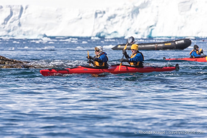 Kayaking in Antarctica. When you plan a trip to Antarctica don't forget to consider the price of optional activities.