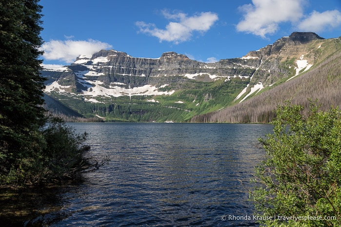 Mountains framing Cameron Lake.