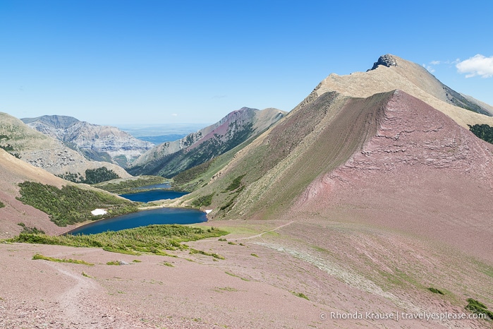 Carthew Lakes in a mountain framed valley.