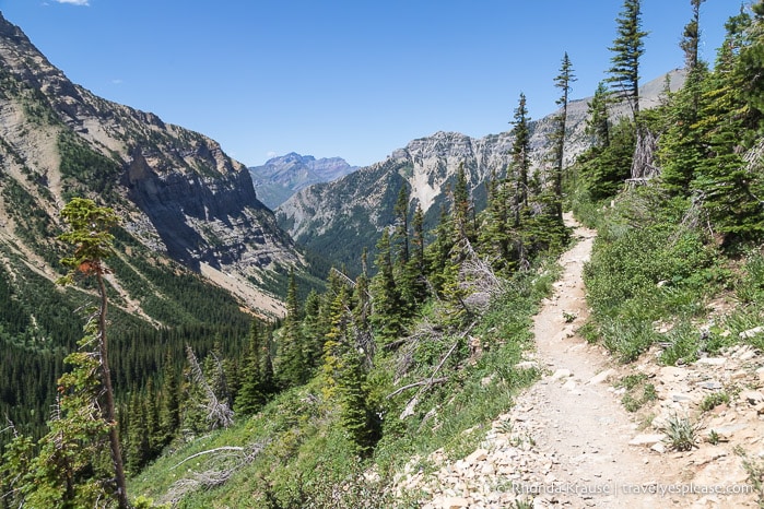 Crypt Lake Trail in the mountain valley.