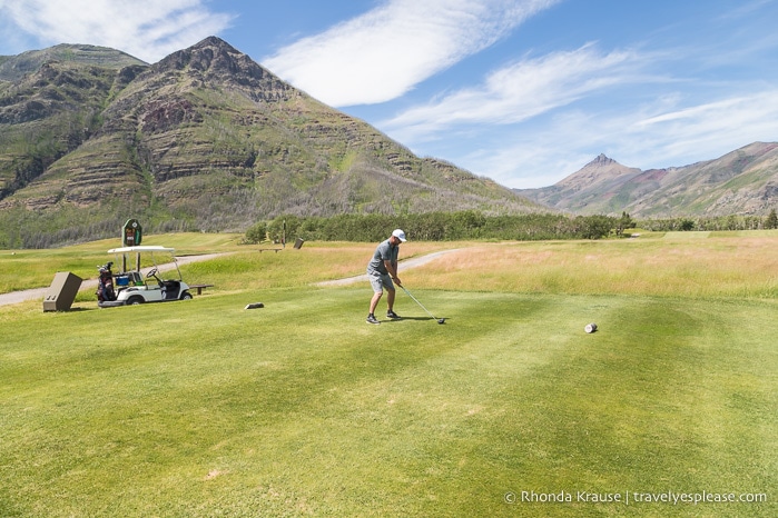 Golfing at the Waterton Lakes Golf Course.