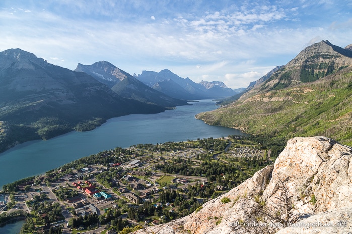 Overlooking the Waterton townsite and Upper Waterton Lake from Bear's Hump. 