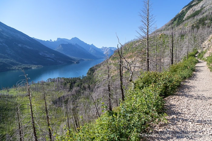 Hiking trail overlooking Upper Waterton Lake.