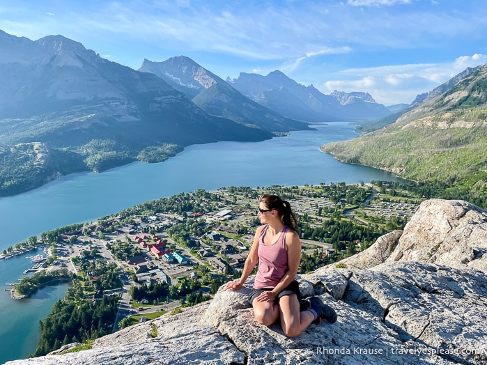 Hiker enjoying the view from Bear's Hump.