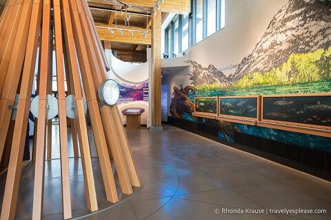 Displays inside the Waterton Lakes Visitor Centre.