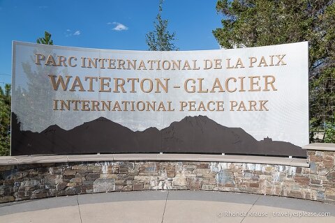 Waterton-Glacier International Peace Park sign.