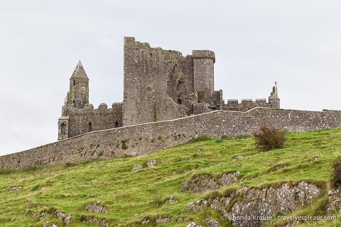 Rock of Cashel ruins and stone wall.
