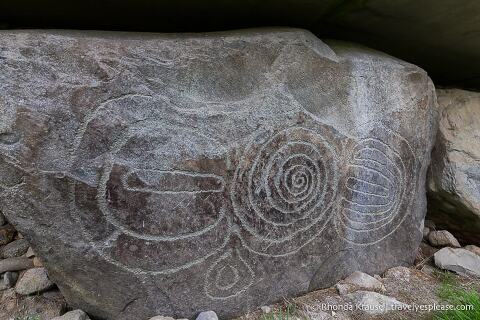 Megalithic art on a kerbstone at Knowth.