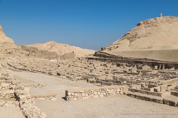 Village ruins at hills at Deir el-Medina.