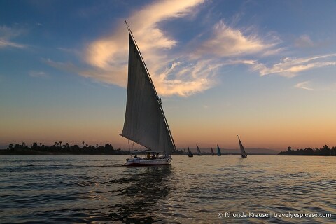 Felucca on the Nile at sunset.