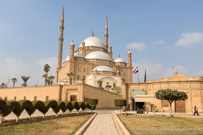 Sidewalk leading towards the Mosque of Muhammad Ali .