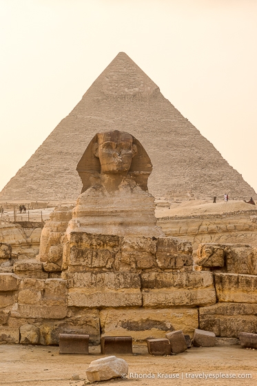Great Sphinx in front of the Pyramid of Khafre.