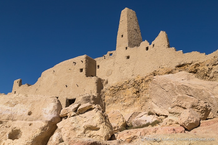 Temple of the Oracle/Amun Temple built on a rocky hill.