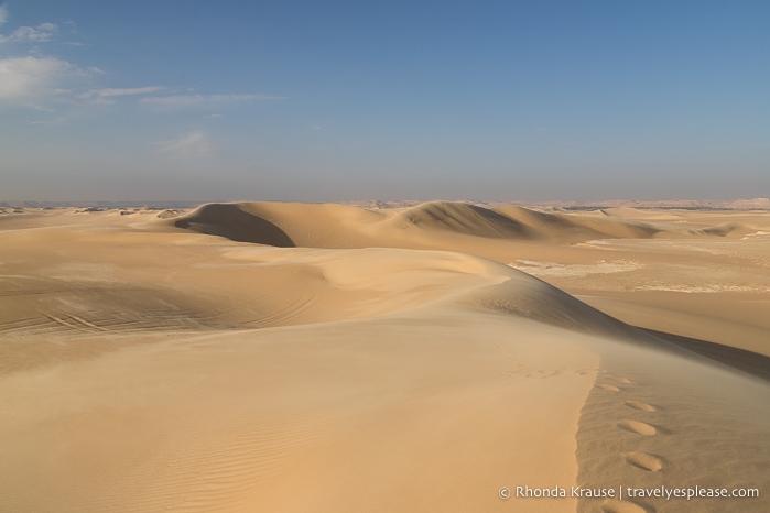 Sand dunes in the desert.