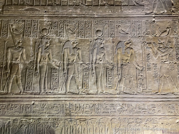 Reliefs on a wall inside Edfu Temple.