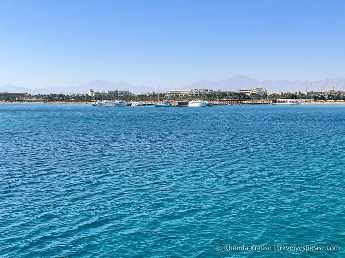 Red Sea with Hurghada in the background.