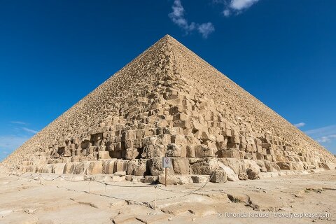Corner view of the Great Pyramid of Giza.