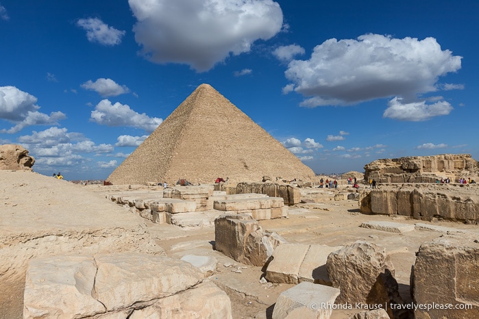 Ruins in front of the Great Pyramid of Giza.