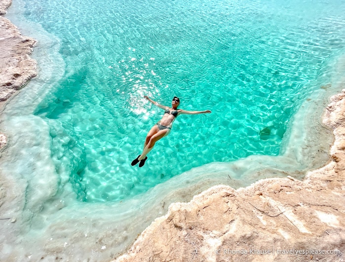 Floating in the Siwa salt pools.