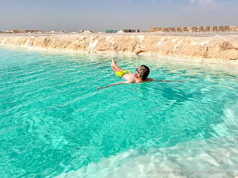Floating in the Siwa salt pools.