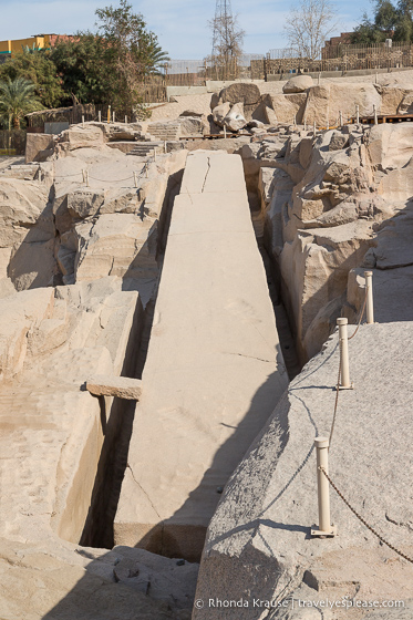 Unfinished obelisk laying in the quarry.