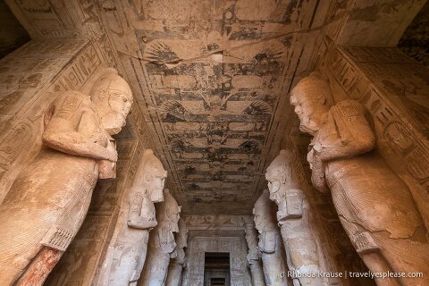 Statues inside the Great Temple of Ramesses II at Abu Simbel.
