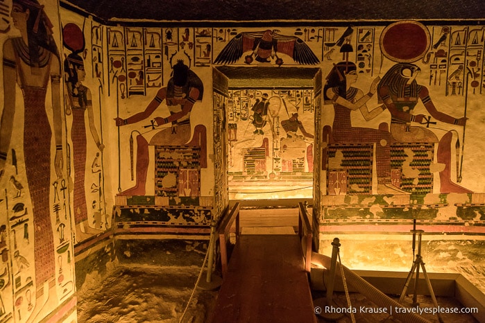 Painted reliefs inside the tomb of Nefertari.