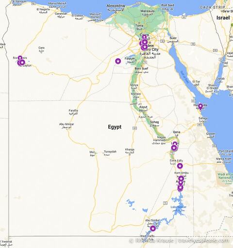 Map of our Egypt trip itinerary.