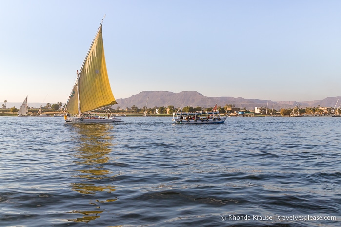 Boats on the Nile River in Luxor.