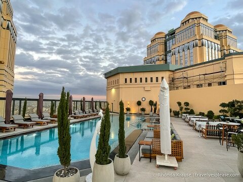 Rooftop hotel pool in Cairo.