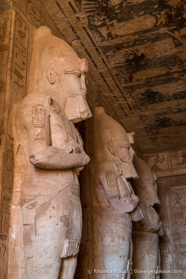 Giant statues inside the Temple of Ramesses II at Abu Simbel.