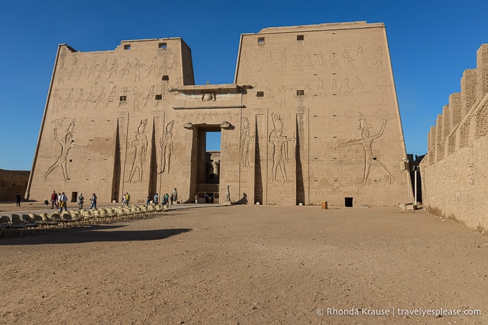 Engraved facade of Edfu Temple.