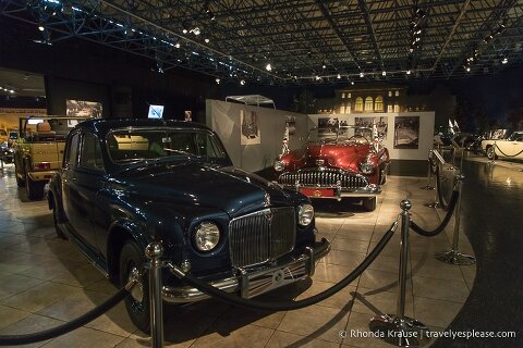 Cars on display in the Royal Automobile Museum.