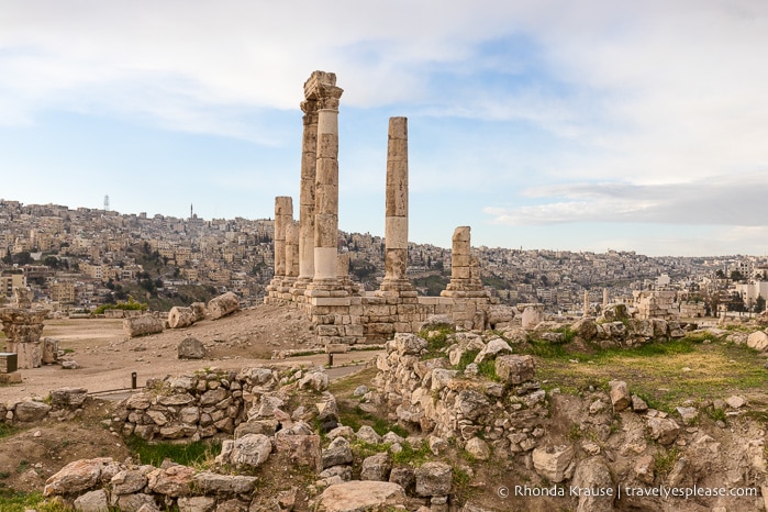 Columns of the ruined Temple of Hercules at the Amman Citadel.
