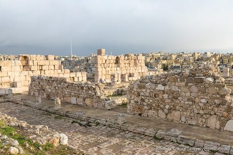 Amman Citadel with the city in the background.