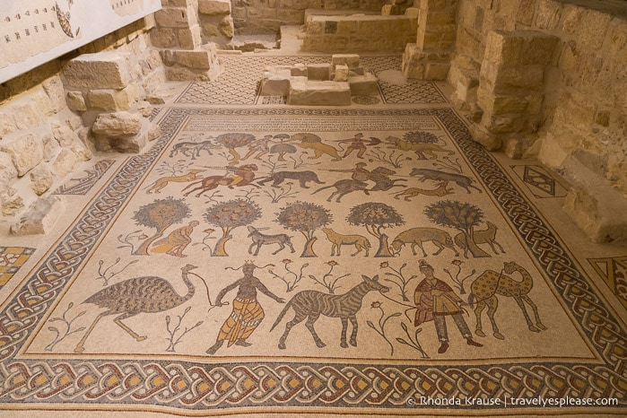 Mosaic inside the Moses Memorial Church at Mount Nebo.