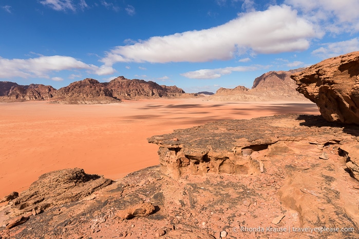 The rocky, desert landscape of Wadi Rum is a must see for every Jordan itinerary.