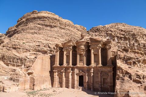 The rock-cut Monastery at Petra, one of the most beautiful attractions in Jordan.